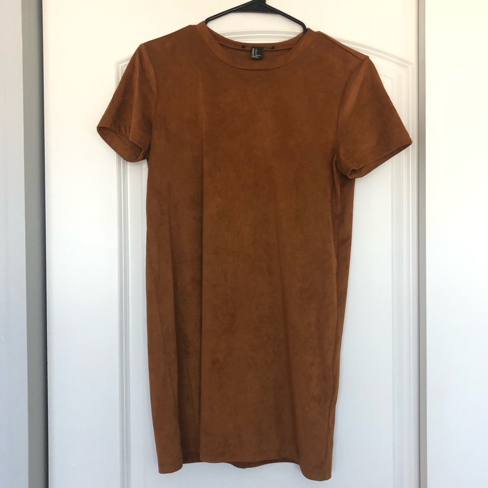 Suede T-shirt dress